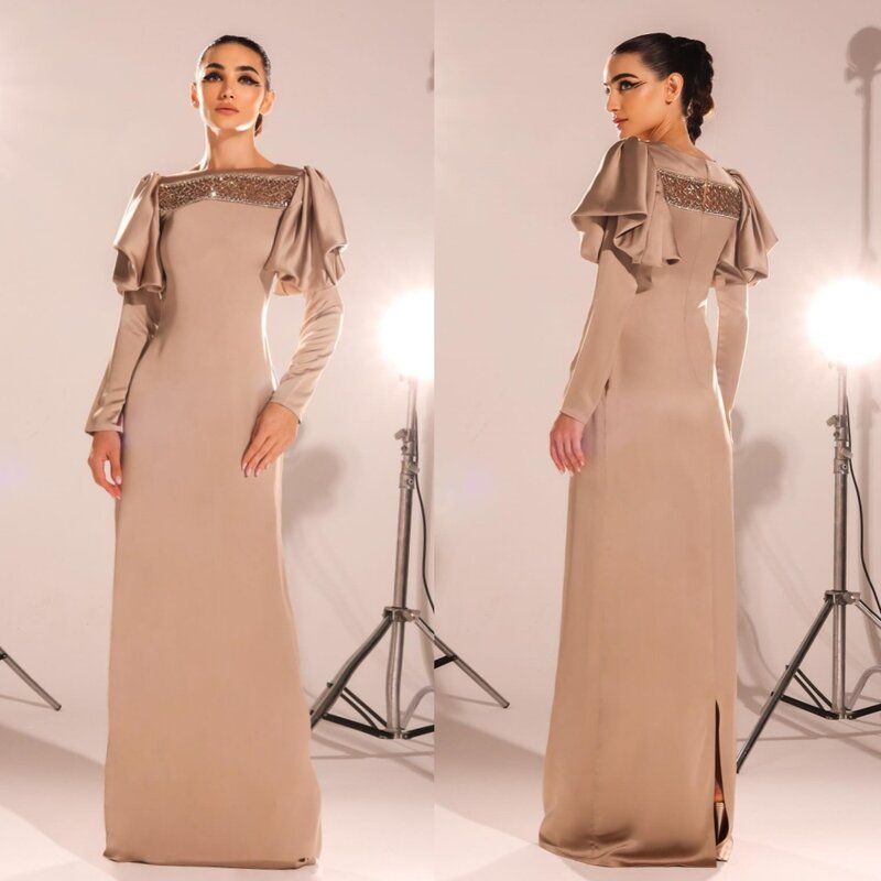 Prom Dress Saudi Arabia Prom Dress Saudi Arabia Satin Beading Cocktail Party A-line O-Neck Bespoke Occasion Gown Long Dresses