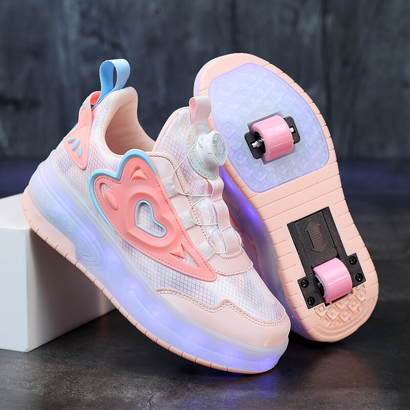 Scarpe da Skate a rotelle per bambini moda Casual Sport 2 ruote Sneaker ragazze compleanno giocattolo regalo stivale bambino Outdoor Light Up calzature