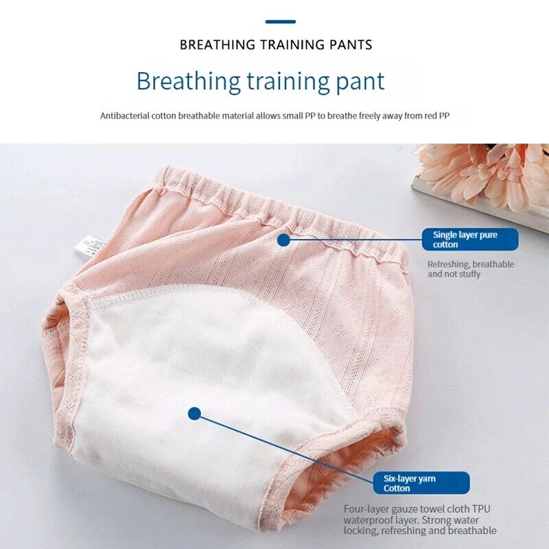 Детские тренировочные штаны, однотонное моющееся нижнее белье, тканевые подгузники, многоразовые подгузники, трусики для младенцев, детские шорты, дышащие подгузники