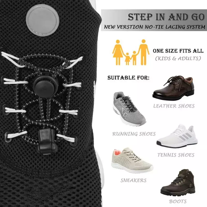 Elastic Rubber Band Shoelaces para adultos e crianças, pontos coloridos, sem laço cadarço, elástico, bloqueio, caminhadas, esporte, 1 par