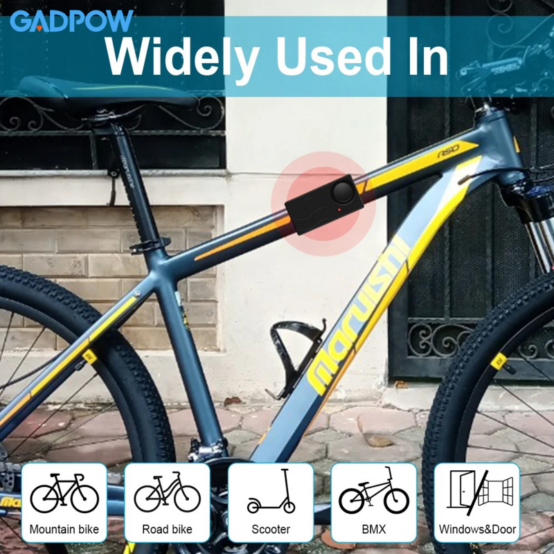 Gadpow-Alarme de vibration sans fil avec télécommande, alarme antivol, alarme de porte et de fenêtre, capteurs de sécurité pour moto et vélo