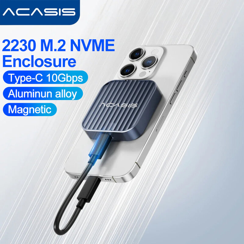 Acasis-M.2 2230 Gabinete SSD NVMe, USB C 3.1 para Nvme PCI-E 10Gbps, Caso M.2 Magnético, SSD Externo para Laptop, iPhone 15 Pro