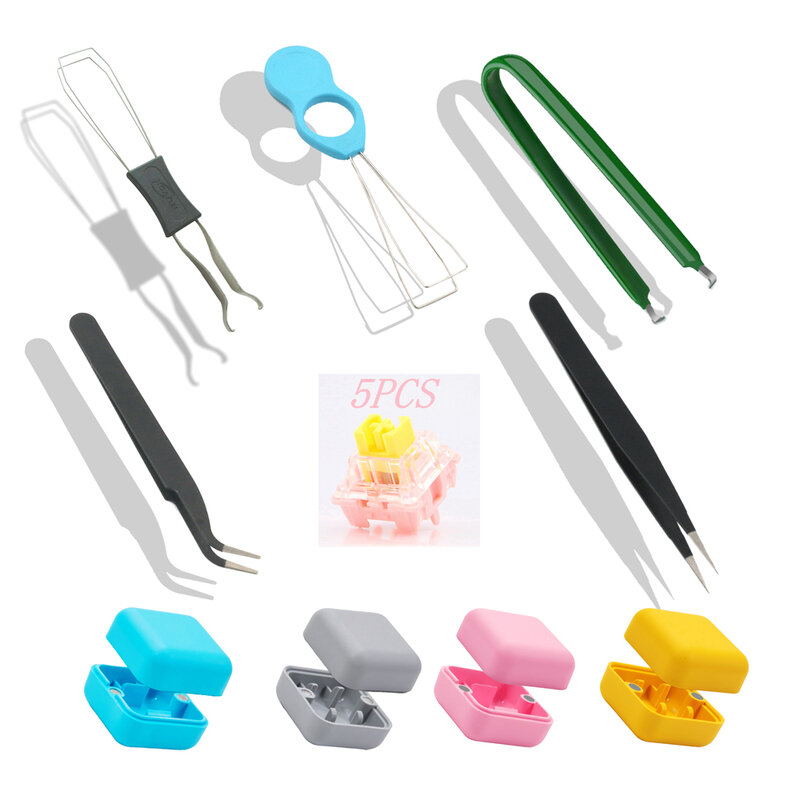 Mechanical Keyboard Accessories Switch Keycap Puller Lubricating Oil Tweezers L/I Type Magnetic Closing Opener For Most Switch