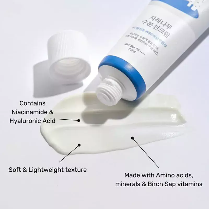 ROUND LAB Birch Juice Moisturizing Sun Cream SPF50+ PA++++ Sunscreen Block Spf Gel Lotion Facial Whitening Skin Protecting 50ml