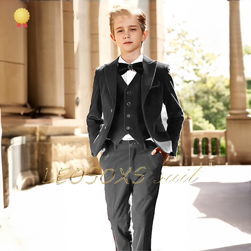 男の子、結婚式のドレス、誕生日パーティー、お祝い、カスタム用の3ピースベルベットスーツ、3〜16歳の子供に適しています