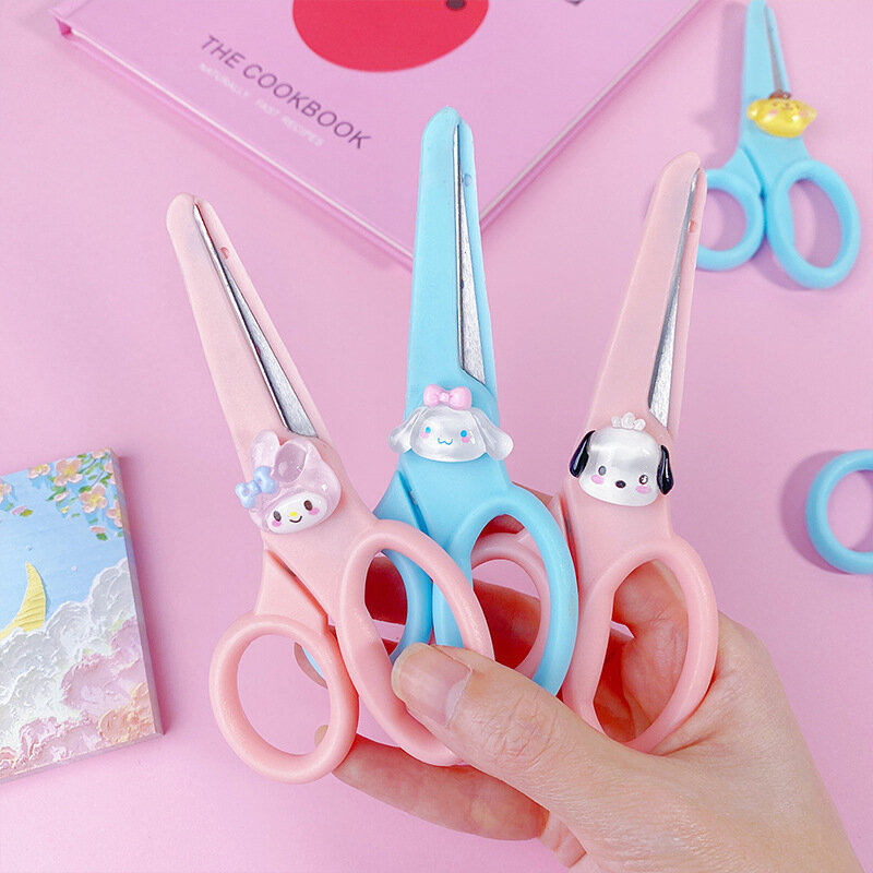 Cute Cartoon Student Round Head Safety Scissors for DIY Paper Cutting Handicrafts Portable Art Scissors Office