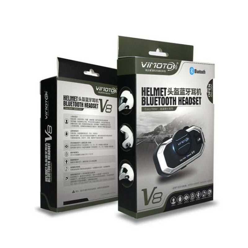 Vimoto-V8 Versão Inglês Capacete De Motocicleta Intercomunicador, Auricular Compatível Com Bluetooth, Redução De Ruído, Rádios De 2 Vias, Easy Rider