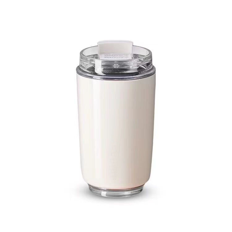 Portable insulated cup with clear joint protection dual-purpose water cup, milk white dual drink cup
