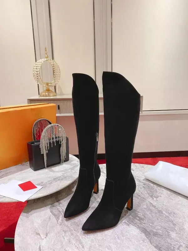 Sapatos de couro de bezerro importados para mulheres, Cashmere Upper, Forro Interno, Altura do Salto de Pele de Ovelha