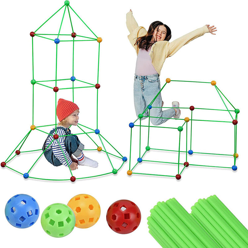 Set mainan bangunan Forts DIY, untuk anak-anak, hadiah mainan pendidikan dini Puzzle untuk Hari Anak