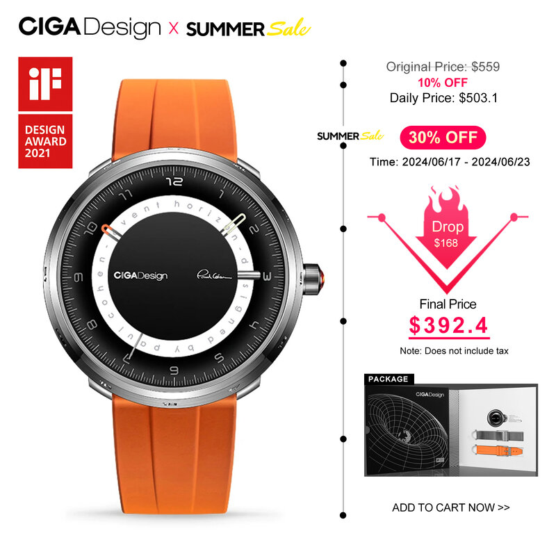 CIGA 디자인 남성용 기계식 시계 시리즈, U 블랙홀 슈퍼 티타늄 케이스, 불소 고무 스트랩, 투명 자동 손목 시계