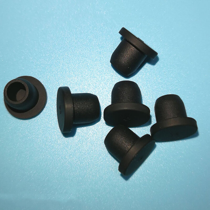 Tapones de goma de silicona de 10/20/30 piezas, 7,3/7,5/7,8/8/8.3/8.5mm sólido/Negro en forma de T con orificio, tapas de extremo de orificio inserto, tapones de sellado