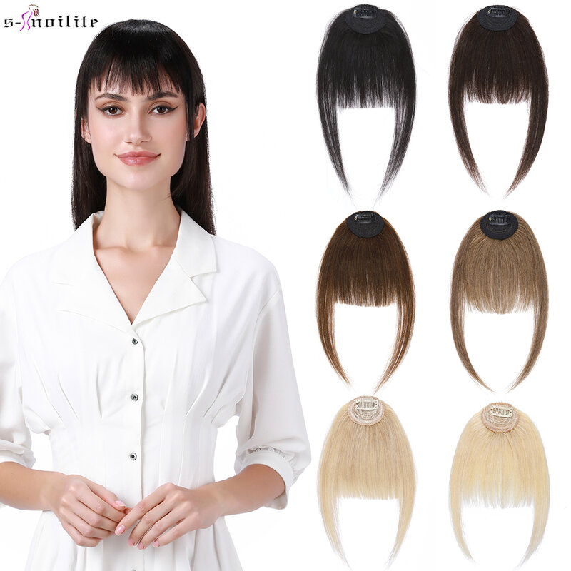 S-noilite натуральные волосы челки 9 г бахрома человеческие волосы с дужками 11 дюймов не Реми накладные волосы челка зажим для волос передняя челка для женщин