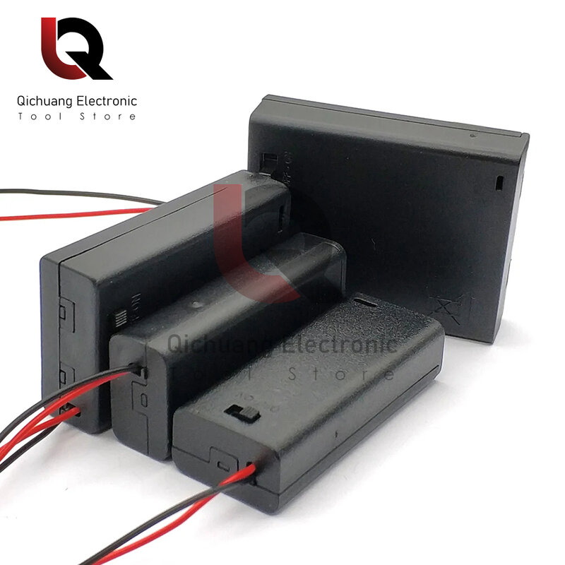 Caja de batería DIY de alta calidad 2 3 4 ranuras contenedor de batería aa aaa, con interruptor y tapa, para caja de almacenamiento de batería negra aa 18650