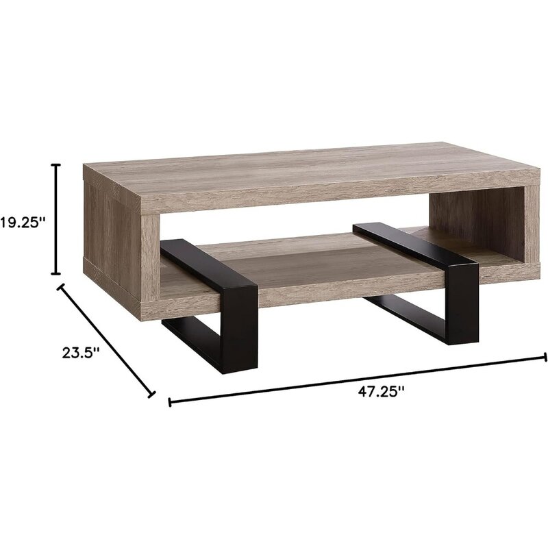 Holz Mittel tisch serviert Kaffee Dinard Couch tisch mit Regal grau Treibholz Wohnzimmer Möbel Tische Design nordischen Café