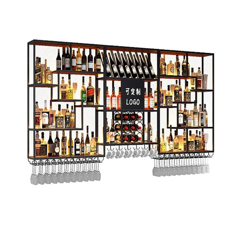 Display Opslag Wijnkasten Moderne Muur Gemonteerde Unieke Cocktail Wijnkasten Liquor Metal Cremalheira De Vinho Club Meubelen