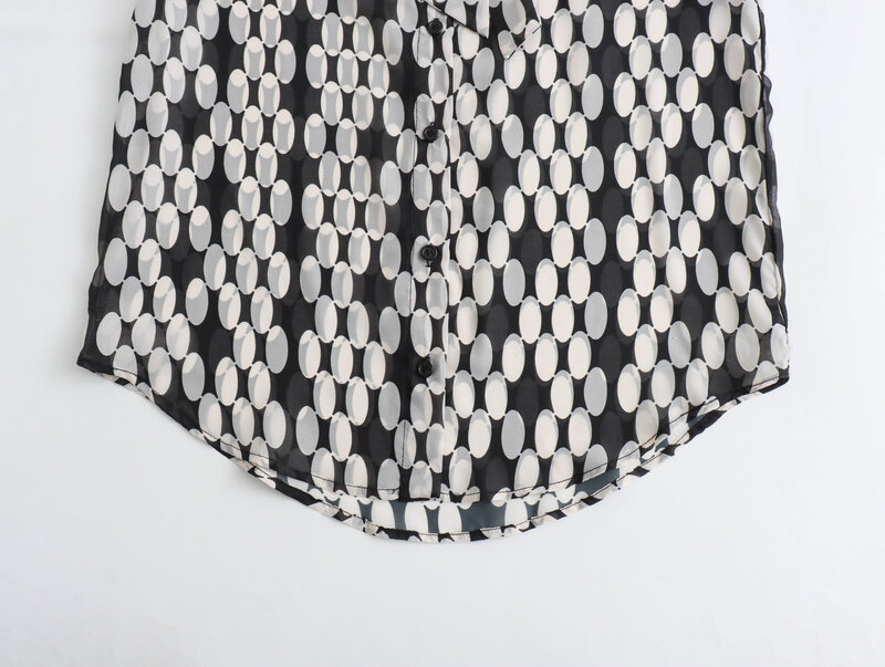 여성용 프린트 루즈 블라우스, 빈티지 긴팔 단추 업 셔츠, 세련된 상의, 2024 신상 패션
