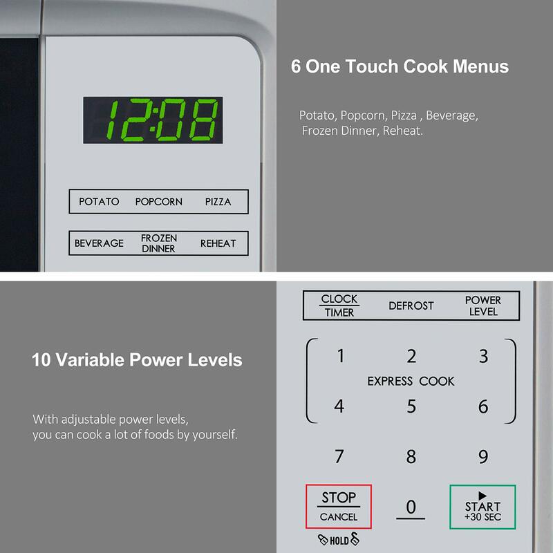 Atas meja Oven Microwave kecil, 6 Preset program memasak lampu Interior LED Display 0.7 Cu.Ft 700W putih
