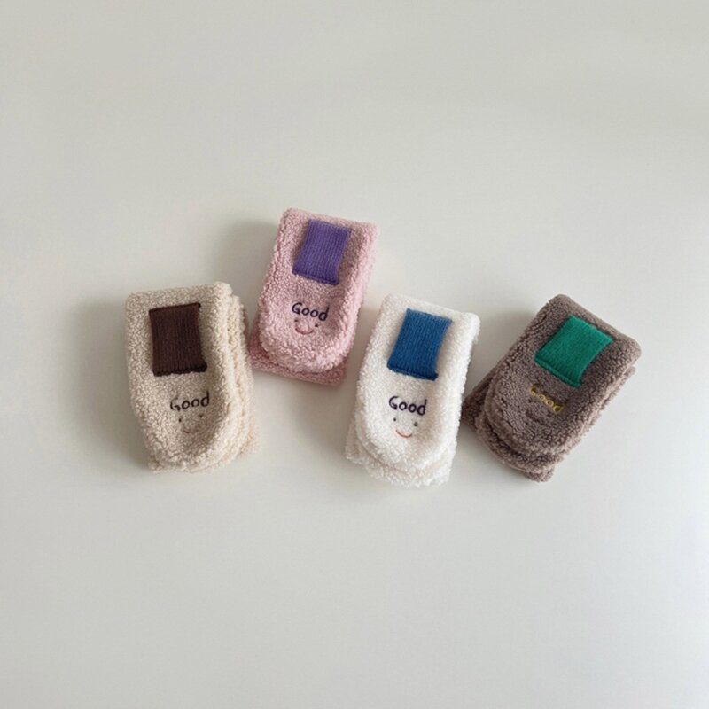 Winter Warm Thick Plush Baby Gloves Cute Cartoon Smile Korean Cashmere Mittens Kids Full Finger Fleece Gloves