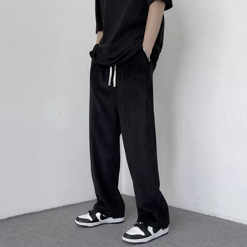 Spring and Autumn New Men's Corduroy Trousers Loose Drape Straight Wide Leg Pants Sports Casual Trousers