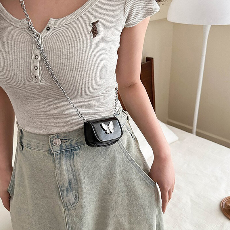 Bolso cuadrado pequeño para mujer, Mini bolso de noche con cadena cruzada, bolso cruzado portátil de mariposa, a la moda, nuevo