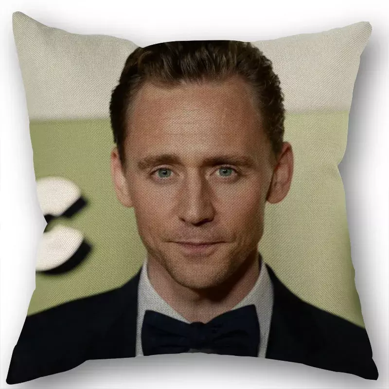 Tom Hiddleston-funda de almohada de tela de lino y algodón, cubierta cuadrada con cremallera para decoración del hogar y boda, 45x45cm, no se decolora, 1210