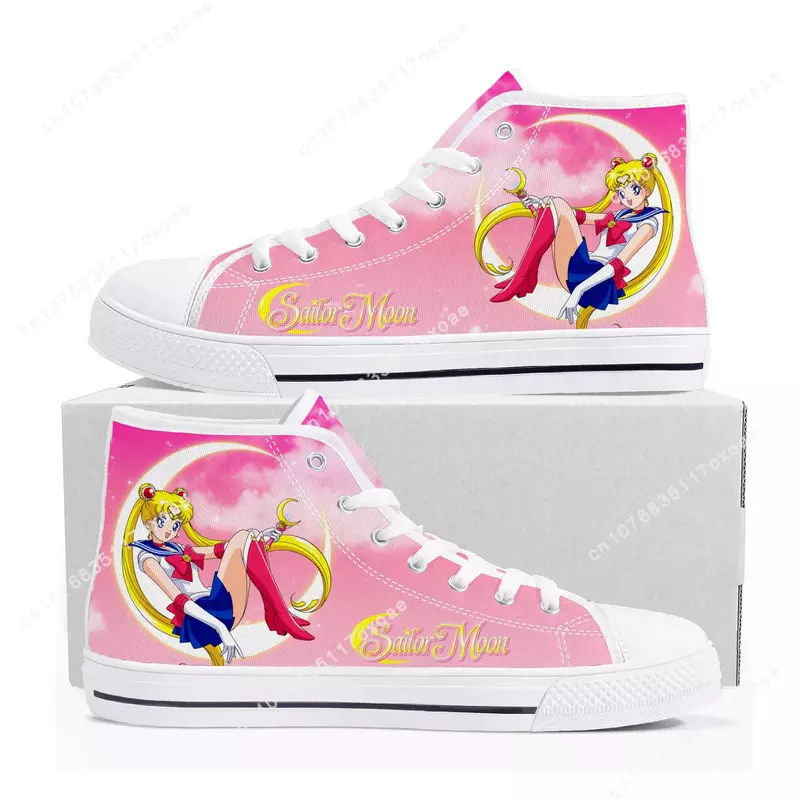 Anime M-Moons Japanese Manga Cartoon S-Sailors High Top Sneakers Mens Womens Teenager Canvas Sneaker Couple Shoes Custom Shoe