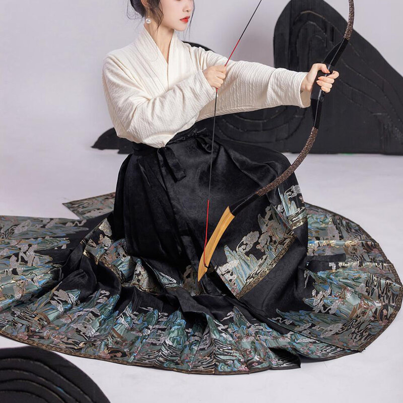 Gonna vestito incontri feste cavallo lunghezza faccia poliestere tinta unita donne tradizionali Casual stile cinese universale