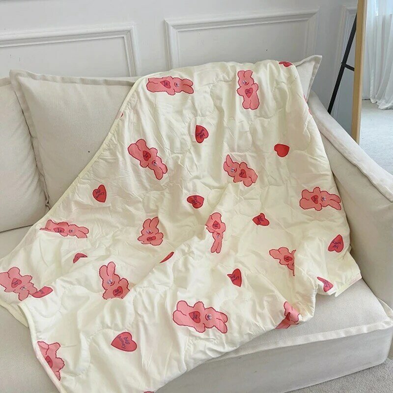 INS милый мультяшный Медведь Кролик детское одеяло тонкое одеяло для новорожденных одеяло для детского сада постельное белье для обеда 103x130 см