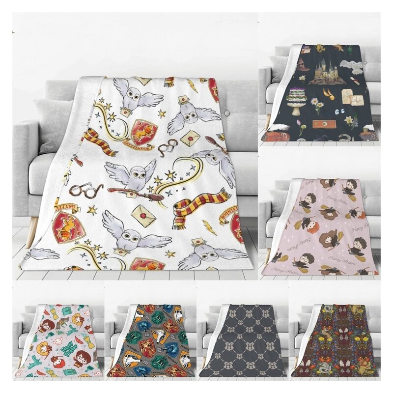 Witchcraft And Wizardry School Magic Blankets Fleece Print Witch Wizard Movie Soft Throw Blankets for Sofa Travel Rug Piece