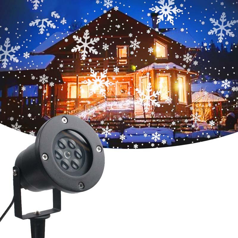 Outdoor Snowflake Laser Projector Led Stage Light Waterproof Moving Snow Lamp Christmas Party Holiday Landscape Lawn Garden Lamp