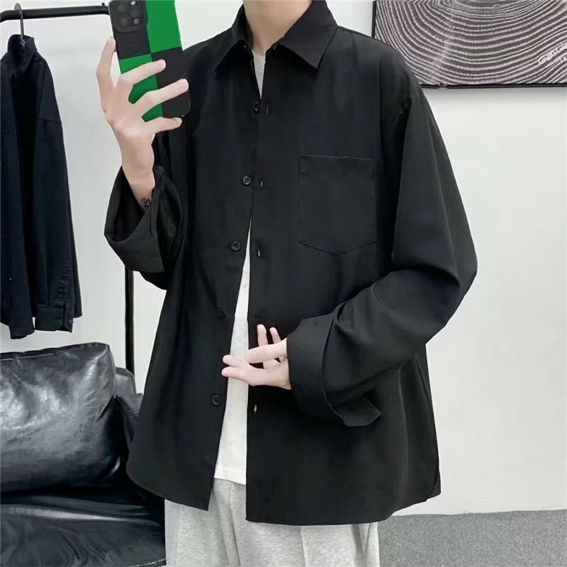 Koszula męska z długim rękawem w stylu Hongkongu Nowa koszula casualowa w japońskim stylu retro letnia modna kurtka
