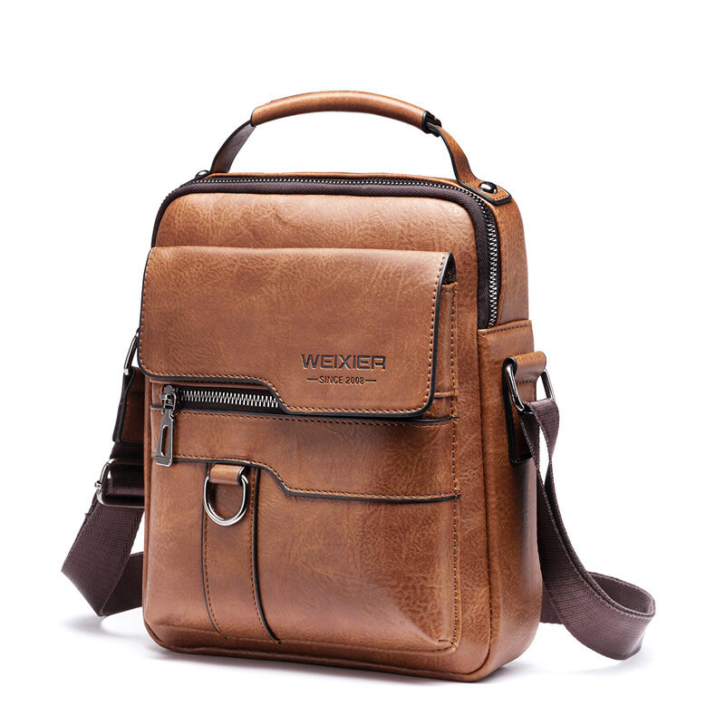 Классическая винтажная мужская сумка через плечо из искусственной кожи, деловая дизайнерская ручная Сумочка через плечо для мужчин, дорожная сумка