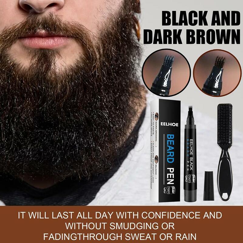 Lápiz de relleno de barba, cepillo de barba de cobertura duradera, potenciador a prueba de agua, herramientas de modelado para colorear bigote