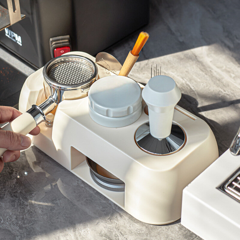 Coffee Tamper Station ABS Multifunctional Coffee Machine Bar Handle Bracket Powder Dispenser Storage 51/53/58mm Universal