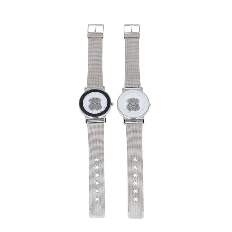 Luxury Ladies Black White Bear Diamond Simple Design Branded Quartz Watch Fashion Stretch Women Dress Clock Creative Watches