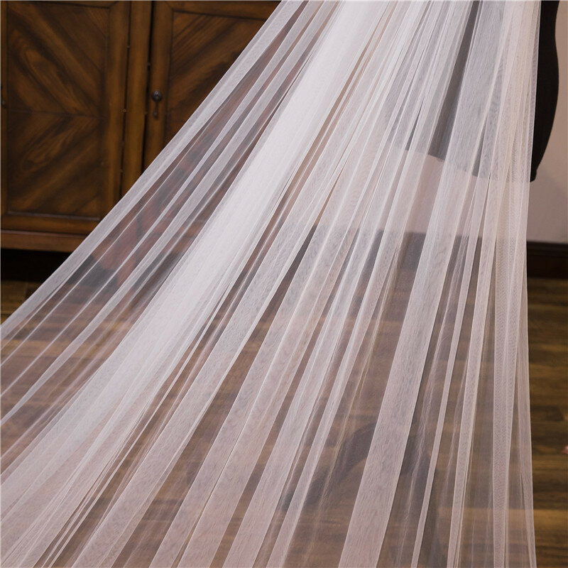 Velo de novia con apliques de encaje, velo de novia, catedral, color blanco marfil, 3x3 metros, venta al por mayor