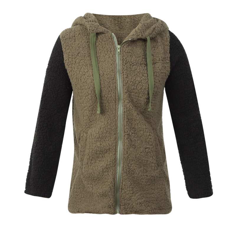 Женское повседневное пальто, модная Свободная куртка с флисовой подкладкой и карманами, L ArmyGreen
