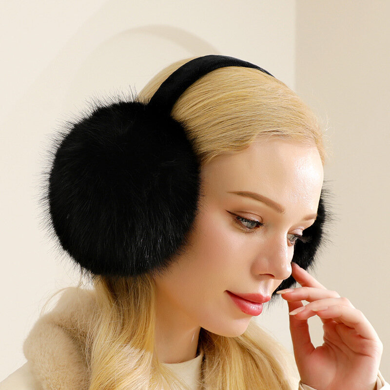 Fashion Solid Color Ear Cover Soft Back Wear Earmuffs Women Thicken Plush Ear Protector Warmer Winter Faux Fur Earmuff Earbags
