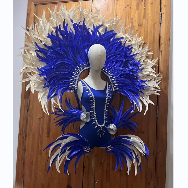Disfraz personalizado de alas de plumas para escenario, traje Rave para club nocturno, para hombre y mujer, bailarina de Drag Queen, espectáculo de baile