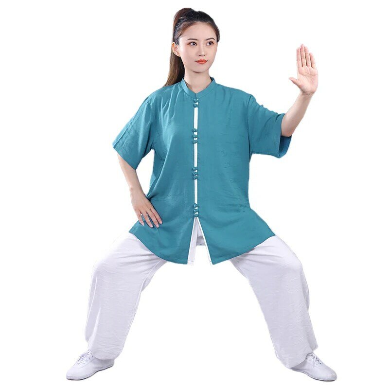 Traditionele Chinese Kungfu-Uniform Ademende Katoenen Linnen Vechtsportkleding Voor Volwassen Vechtsporten Wingchun-Pak