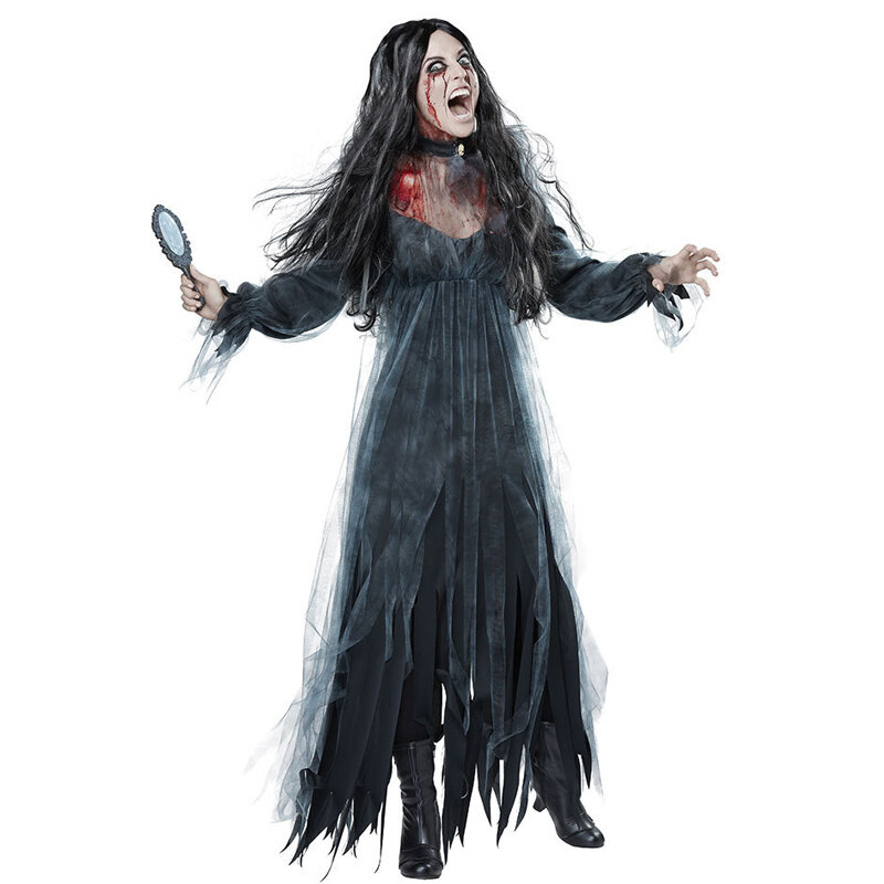 Disfraz de Halloween para mujer adulta, vestido de fantasía, fantasma, zombi aterrador, novia