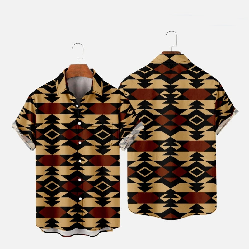 Camicia hawaiana Vintage Africa Stripe 3d Print camicie uomo donna Beach camicetta vocazione risvolto camicie Beach abbigliamento etnico maschile 4XL