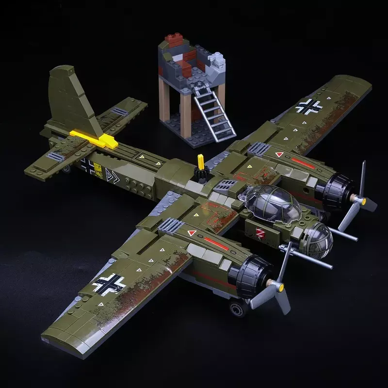Avion de bombardement Ju-88 militaire 559 pièces nuit de construction WW2 hélicoptère armée arme soldat modèle briques Kit jouet pour enfants