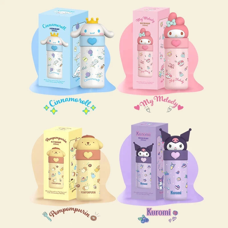 Sanrio Hello Kitty Cinnamoroll Kuromi Stainless Steel 316 Thermos Water Bottle Vacuum Termo Kids Vacuum Flask Bottle Tumbler
