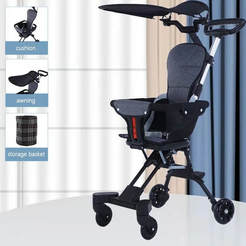 Детская коляска IMBABY, портативная коляска, легкая коляска, дорожная тележка для младенцев, складная четырехколесная детская коляска, двухсторонние сиденья