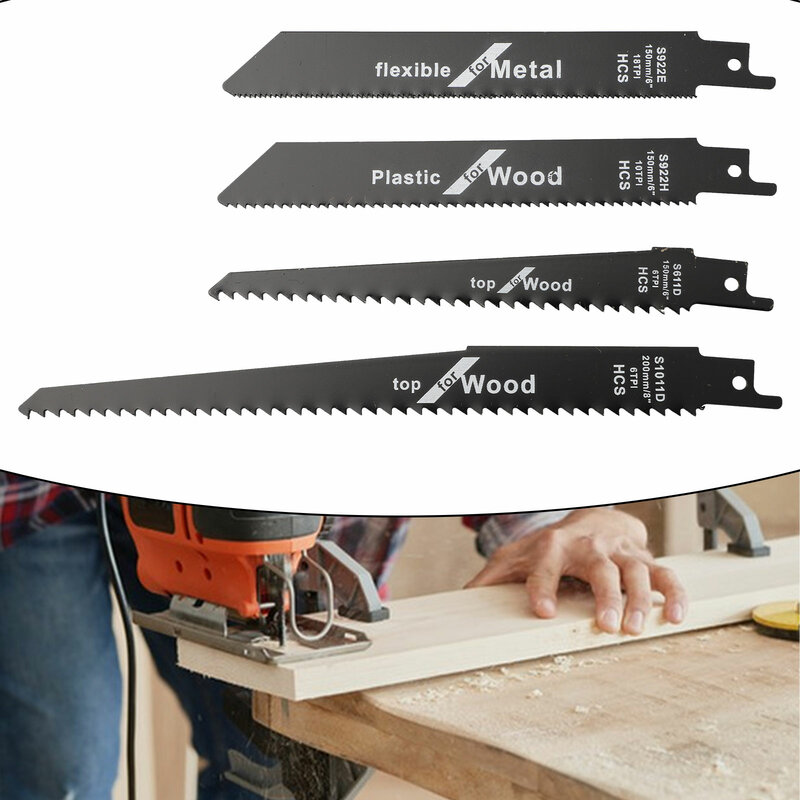 Hojas de sierra recíproca para cortar madera y plástico, hojas de sierra de podar para cortar Metal y madera al aire libre, de plástico de corte 150mm/225mm, 4/1 piezas