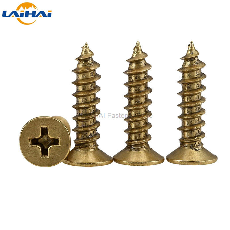 200pcs M2 M2.6 M3 Golden Silver Bronze Black Length 4-16mm 4 Color Steel Phillips Flat Countersunk Head Self-tapping Wood Screw