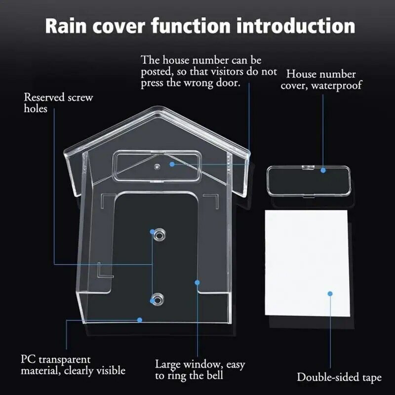 Casa Forma Porta Maçanetas Protetor, Campainha, Transparente Rain Cover, Weather Proof Shield, Universal
