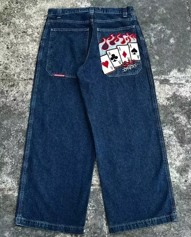 Hiphop Jnco Y 2K Baggy Jeans Heren Vintage Geborduurde Hoge Kwaliteit Jeans Goth Streetwear Harajuku Heren Casual Wijde Pijpen Jeans